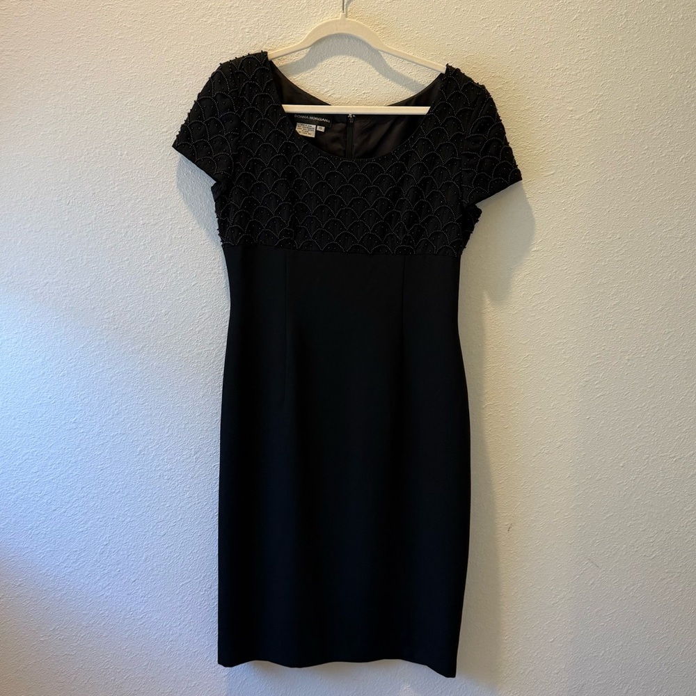 Donna Morgan Black Textured Midi Dress